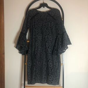Calvin Klein Lace Dress with Flare Sleeves.